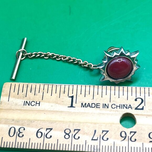VTG Bell Trading Post Tie Tack Red Stone Starburst Men's Lapel Pin Mid Century - Picture 4 of 7